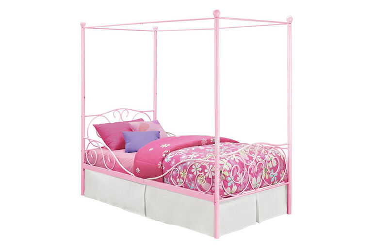 DHP - Canopy Twin Metal Bed, Pink