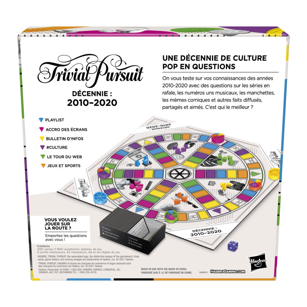 Trivial Pursuit Decades 2010 to 2020 Board Game for Adults (French