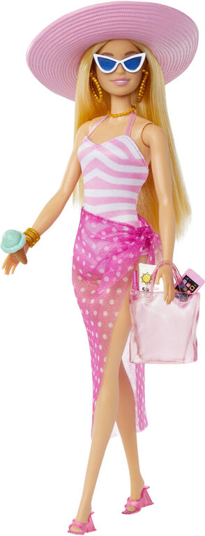 Barbie Blonde Doll With Swimsuit And Beach Themed Accessories