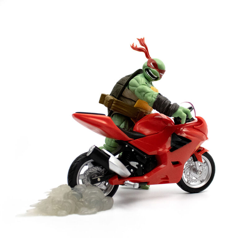 Figurine Raphael bande dessinée avec moto rouge BST AXN + VÉHICULE Tortues Ninja