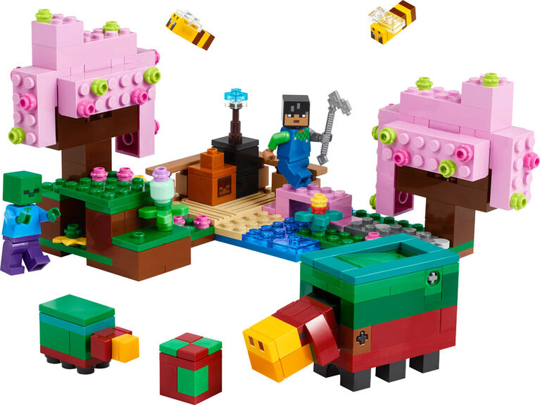 LEGO Minecraft The Cherry Blossom Garden Exploration Toy with a Sniffer, Zombie and Bees 21260