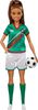 Barbie Soccer Doll, Brunette, #16 Uniform, Soccer Ball, Cleats, Socks, 3 & Up