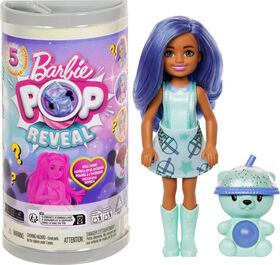 Barbie Chelsea Pop Reveal Bubble Tea Series Doll in Tea Can-Inspired Package with 5 Surprises, Scented (Styles May Vary)