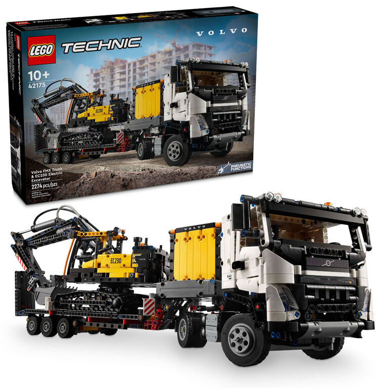 LEGO Technic Volvo FMX Truck & EC230 Electric Excavator Building Toy, Volvo Truck Toy for Kids, 42175