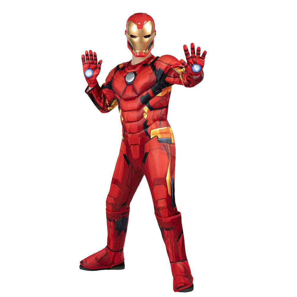 Marvel s Iron Man Deluxe Youth Costume Large Deluxe Jumpsuit With Printed Design And Polyfill Stuffing Plus 3D Molded Headpiece And Gloves