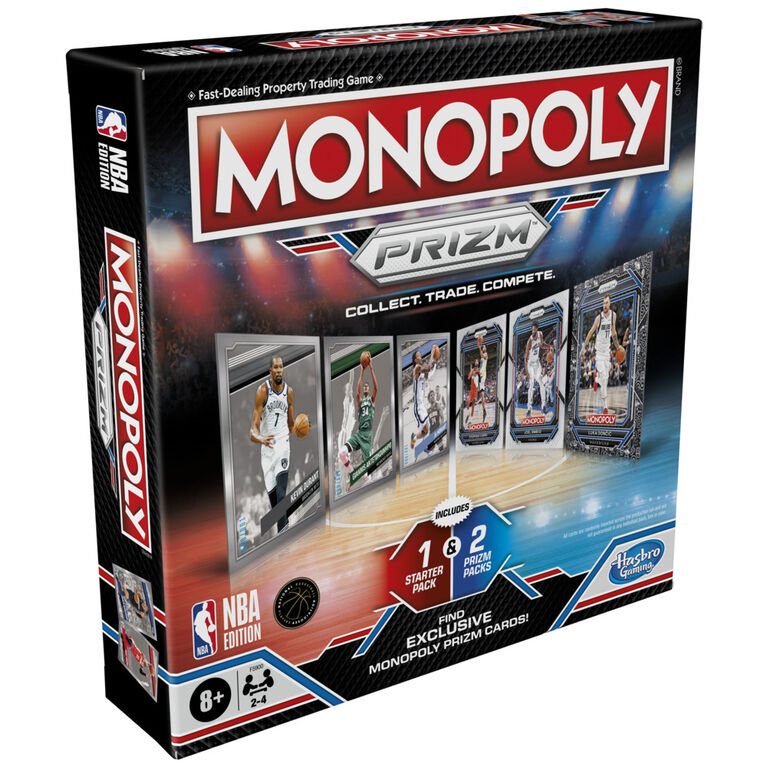Monopoly Prizm: Édition NBA, jeu de plateau Monopoly avec cartes de collection Panini de la NBA - Édition anglaise