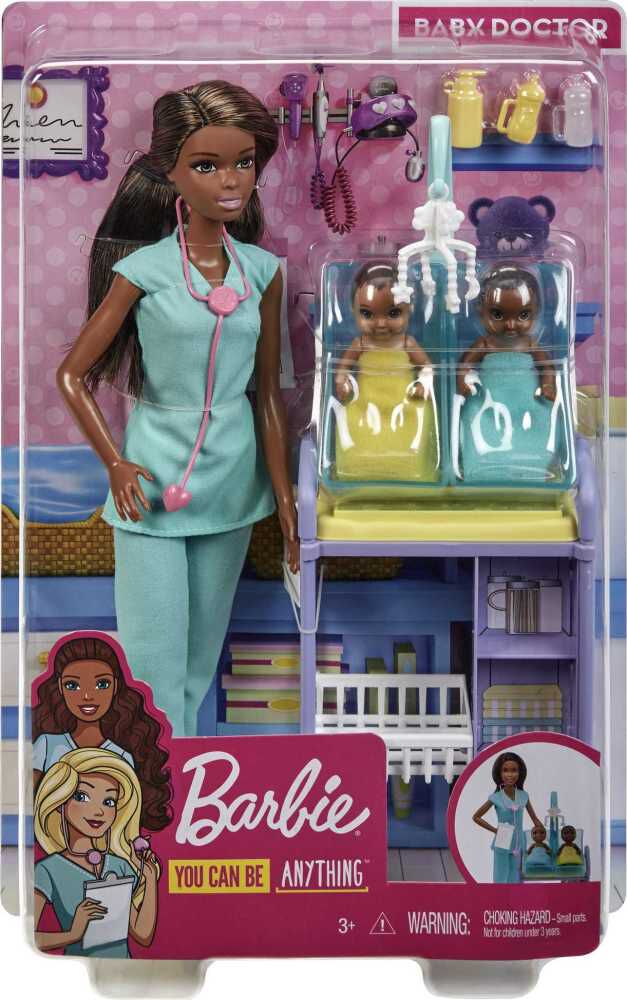 Barbie Pediatrician Playset with Brunette Doll, 2 Baby Dolls, Toy