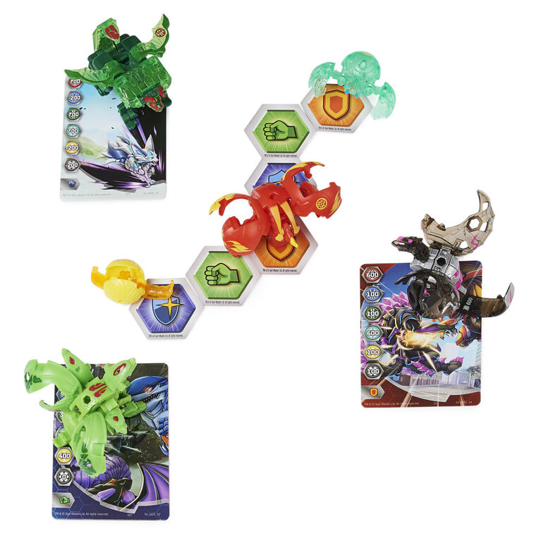 Bakugan Evolutions, Dragonoid and Arcleon Battle Strike Pack, Includes 6 Bakugan Action Figures, 9 Trading Cards and 8 BakuCores