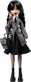 ​Monster High Wednesday Doll and Accessories, Wednesday Addams Collectible in Nevermore Academy Uniform with Thing and Backpack, Doll Stand