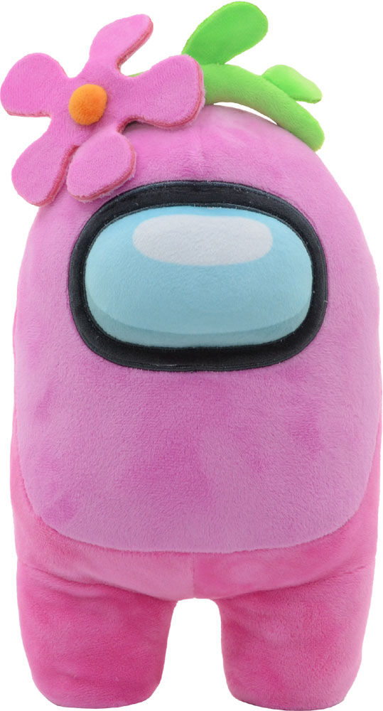 YuMe Among Us 12 Inch Plush Toy with Hat Pink Flower Pin