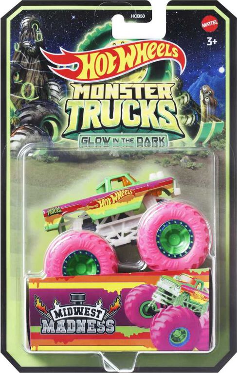 Hot Wheels - Monster Trucks - Véhicule phosphorescents à l'échelle 1/64 - Notre exclusivité - Les styles varient