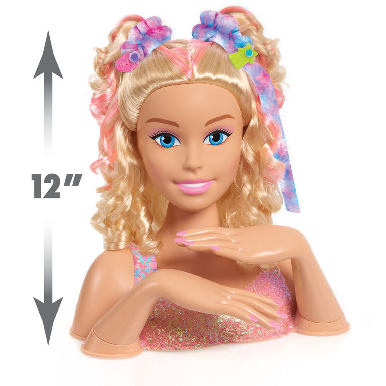  Barbie Totally Hair Styling Doll Head & 20+ Accessories, Color  Reveal & Color-Change Pieces, Curly Brown Neon Rainbow Hair : Everything  Else