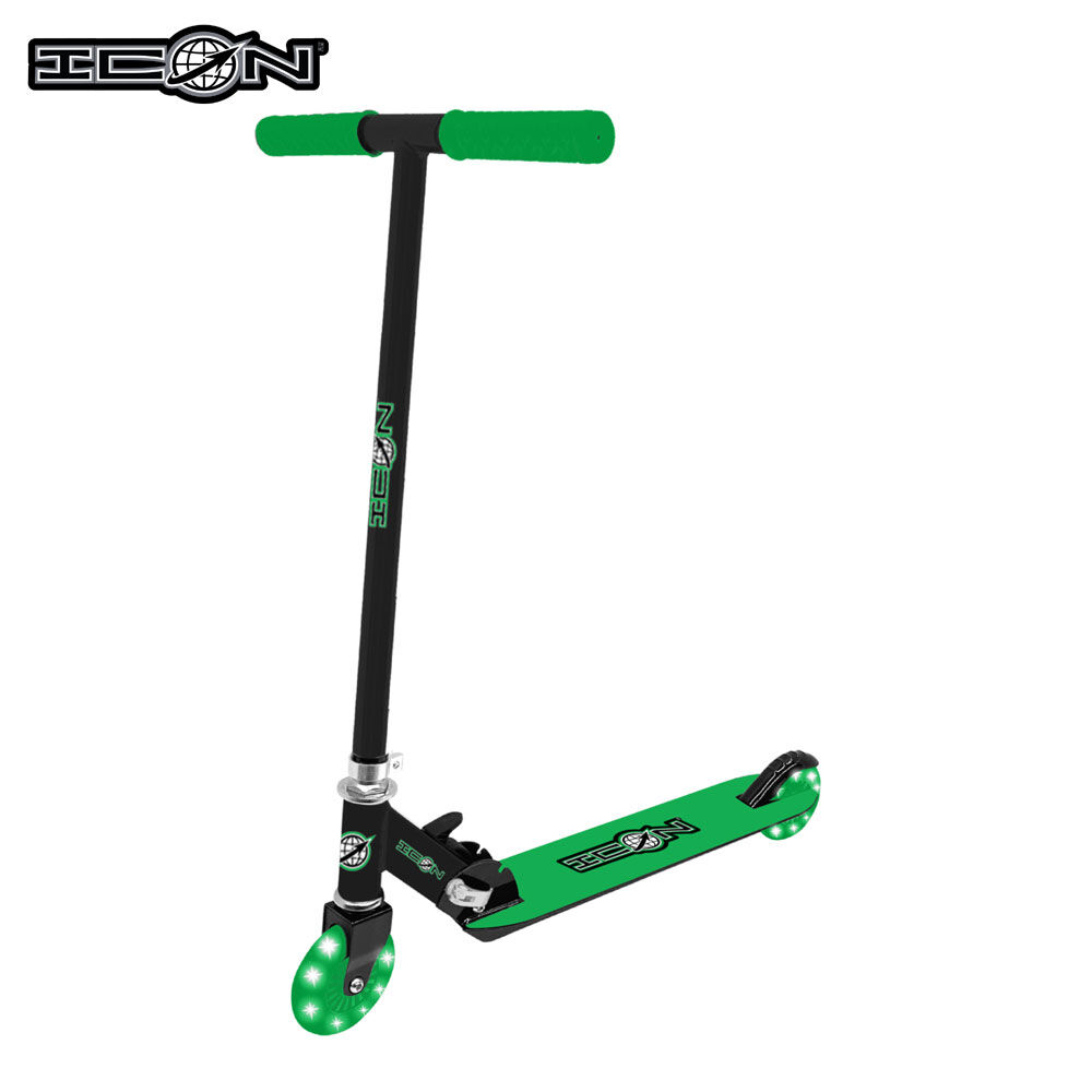 Icon Supreme 100Mm Light Up Wheel Scooter Green