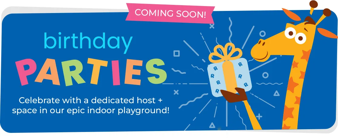 Celebrate with a dedicated host + space in our epic indoor playground!