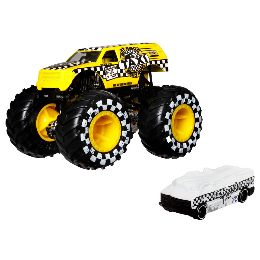 Hot Wheels Monster Trucks 1:64 Scale Vehicles 2 Pack; 1 Die-Cast Truck ...