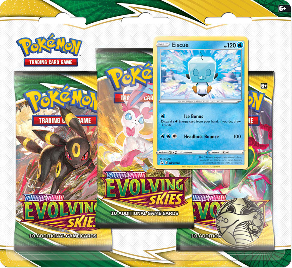 Pokemon Sword And Shield "Evolving Skies" 3-Pack Blister-Eiscue ...