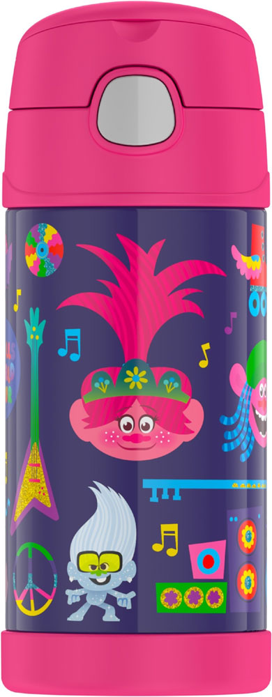 [Thermos] Funtainer TROLLS WORLD TOUR Stainless Steel Water Bottle - 12 oz.  New 