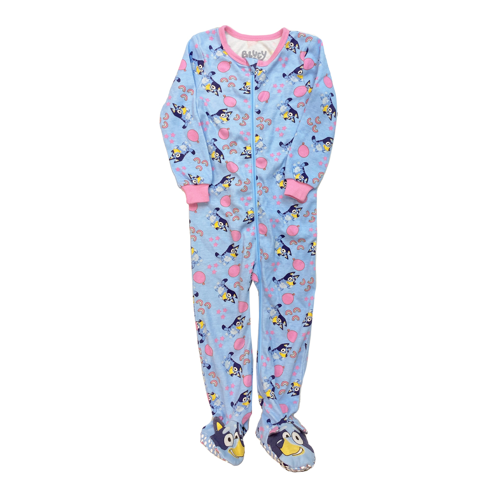 Bluey - Pink Balloon Character Feet Sleep Onesie - Blue - Size 5T- Toys ...