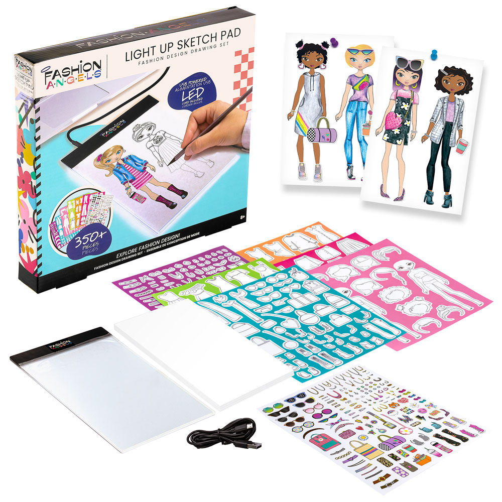 Fashion Angels Fashion Design Light Up Sketch Pad 12521, Light Up Tracing  Pad, Includes USB, Ultra Thin Tablet, Includes Stencils and Stickers,  Recommended for Ages 8 and Up, Multi : : Home