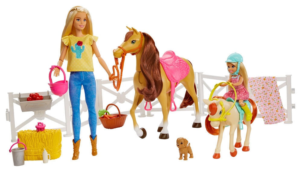 barbie doll horse riding lesson set