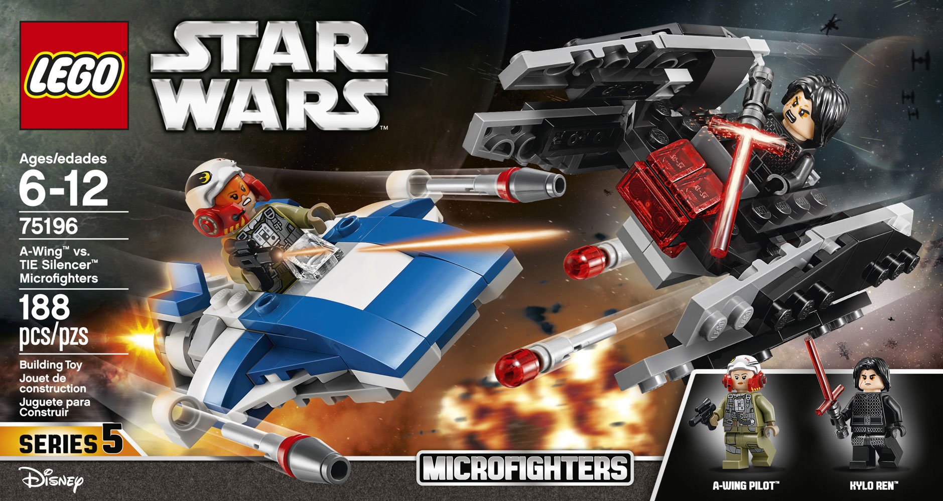 LEGO Star Wars A-Wing™ vs TIE Silencer™ Microfighters 75196 | Toys R Us ...