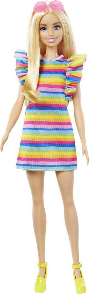 Barbie Fashionistas Doll #197 with Blond Hair, Braces, Rainbow Dress ...