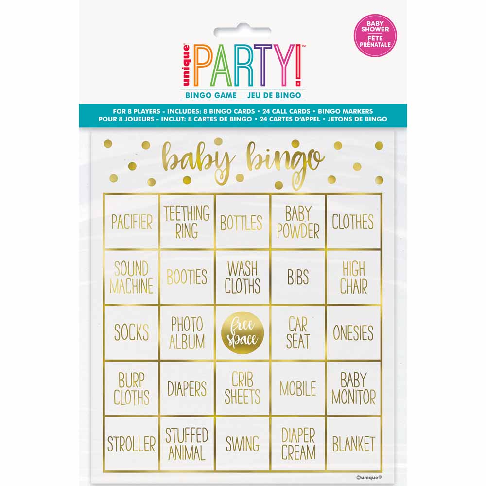 Gold Baby Shower Bingo Kit For 8 - English Edition | Babies R Us Canada