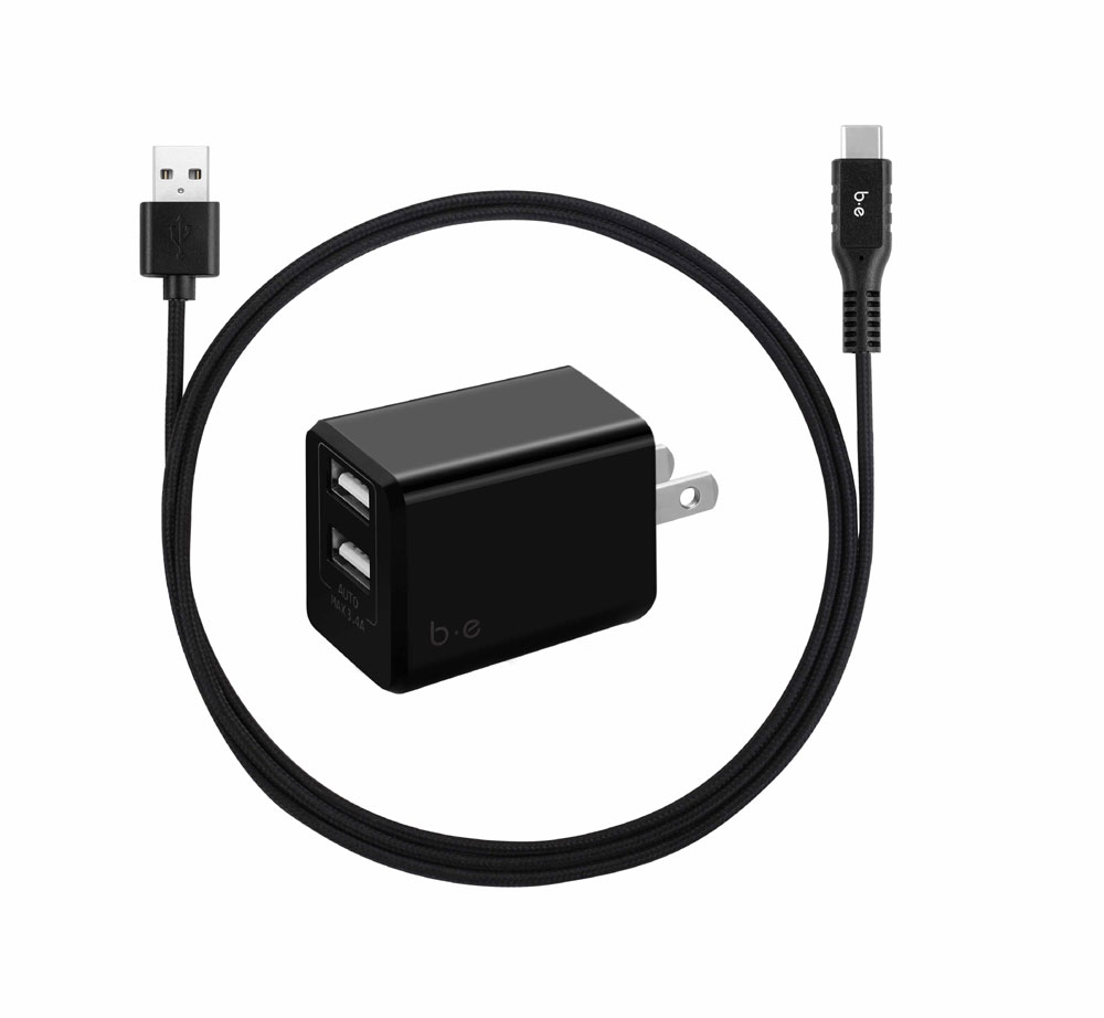 Blu Element Chargeur auto double USB 3.4A Câble Type C inclus Noir –