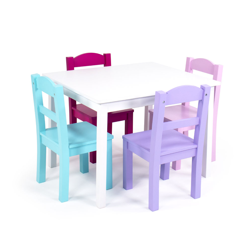 Kids Wood Table And 4 Chairs White Pinks Toys R Us Canada   E40FAA9C 1 