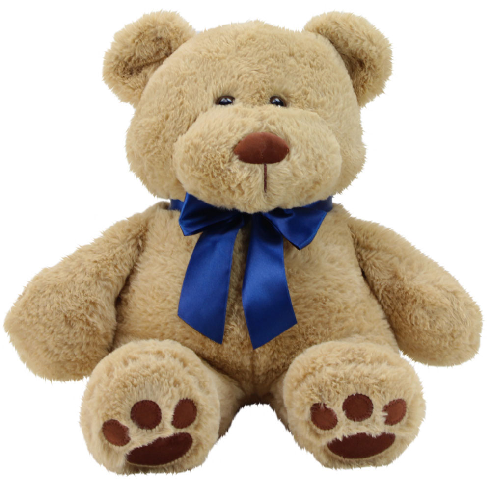 teddy bear with blue ribbon