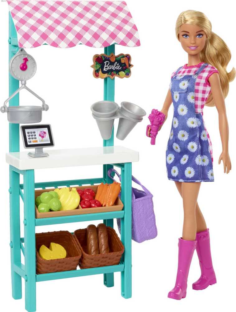 Barbie Farmers Market Playset, Barbie Doll (Blonde), Market Stand