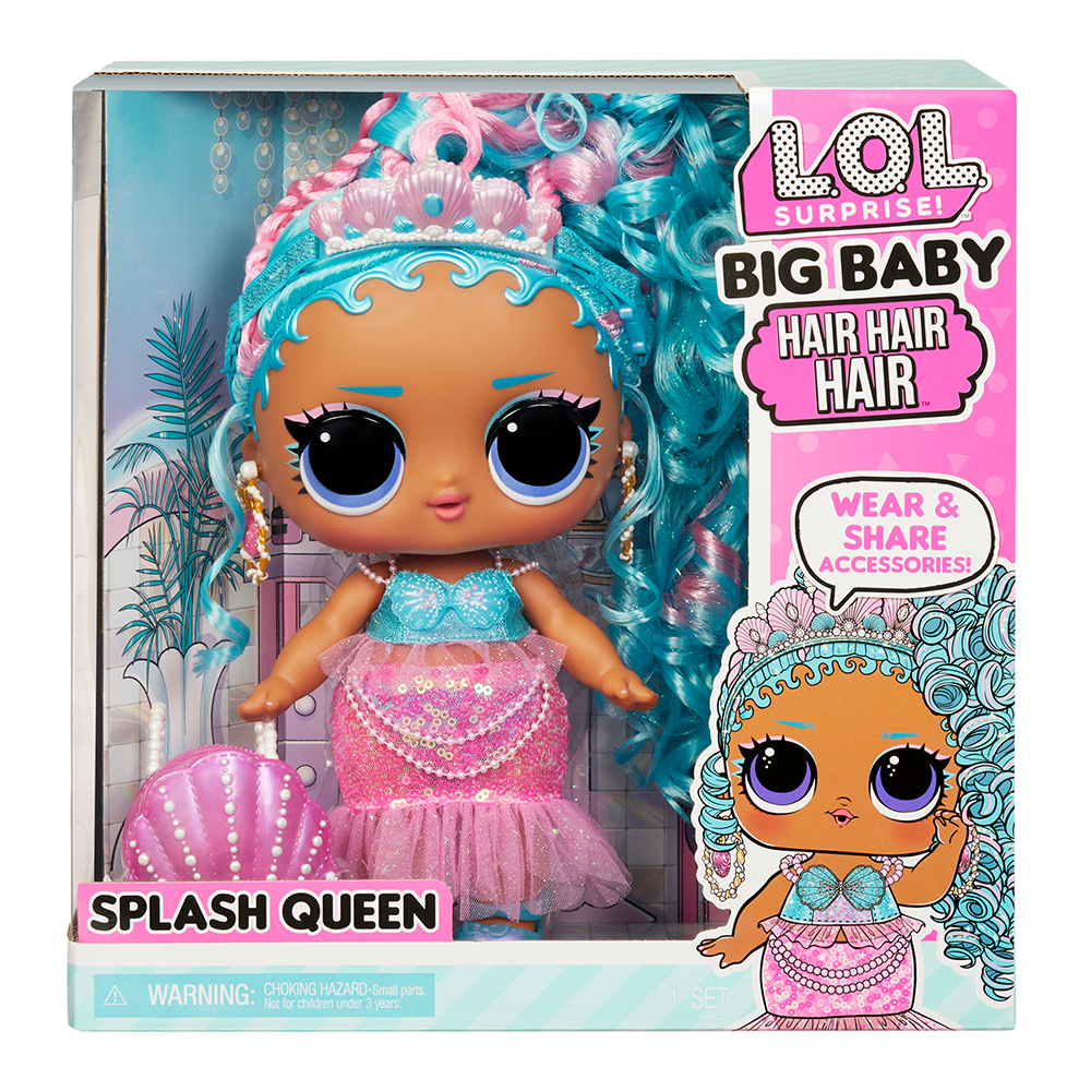 Grande poupée de 11 po (28 cm) LOL Surprise Big Baby Hair Hair HairMC,  Splash Queen