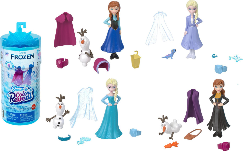 Promotion  sur Disney La Reine des Neiges Coffret Color Reveal Neige,  poupée mystère avec 6 surprises à découvrir dont une figurine, Jouet  Enfant, Dès 3 ans, HMB83