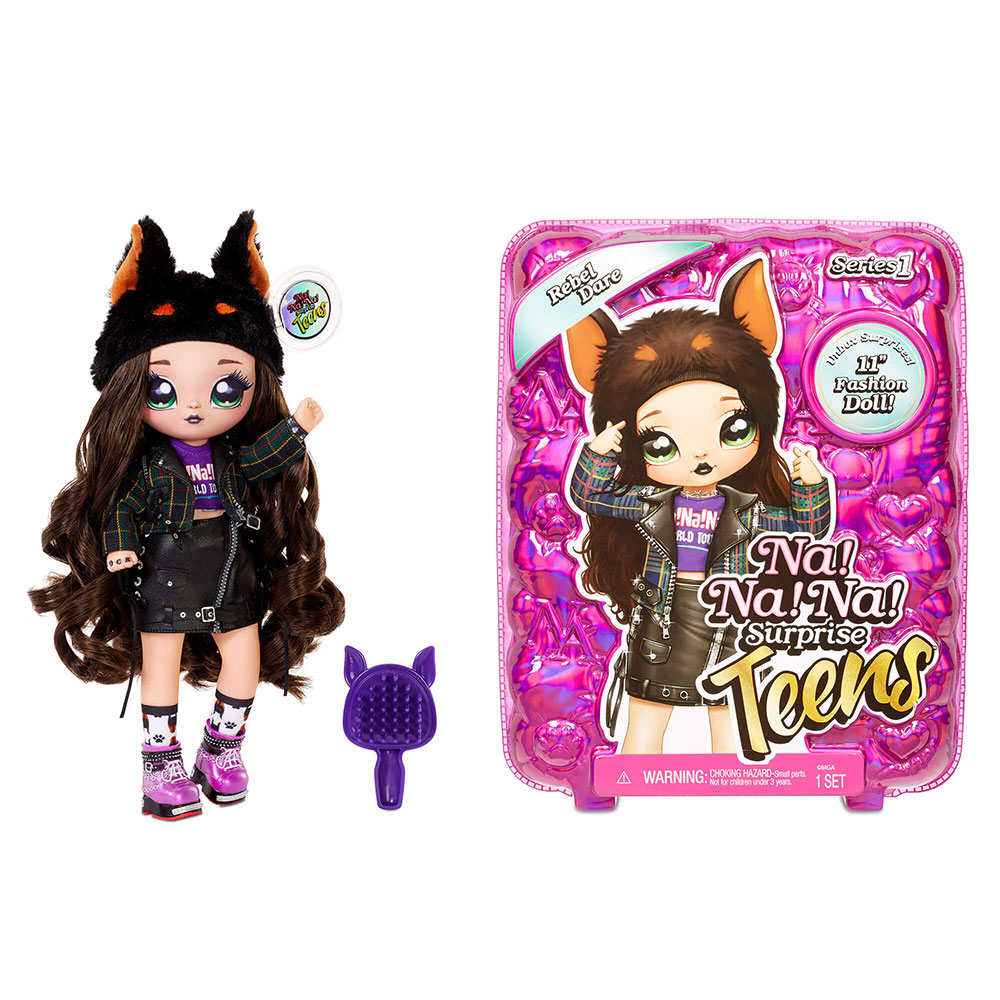 Na! Na! Na! Surprise Teens Fashion Doll – Rebel Dare, 11 Soft Fabric Doll,  Dog Inspired