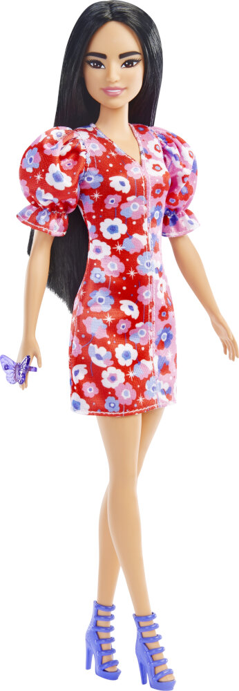 Barbie Fashionistas Doll #177 with Color Block Floral Dress with Puffed ...