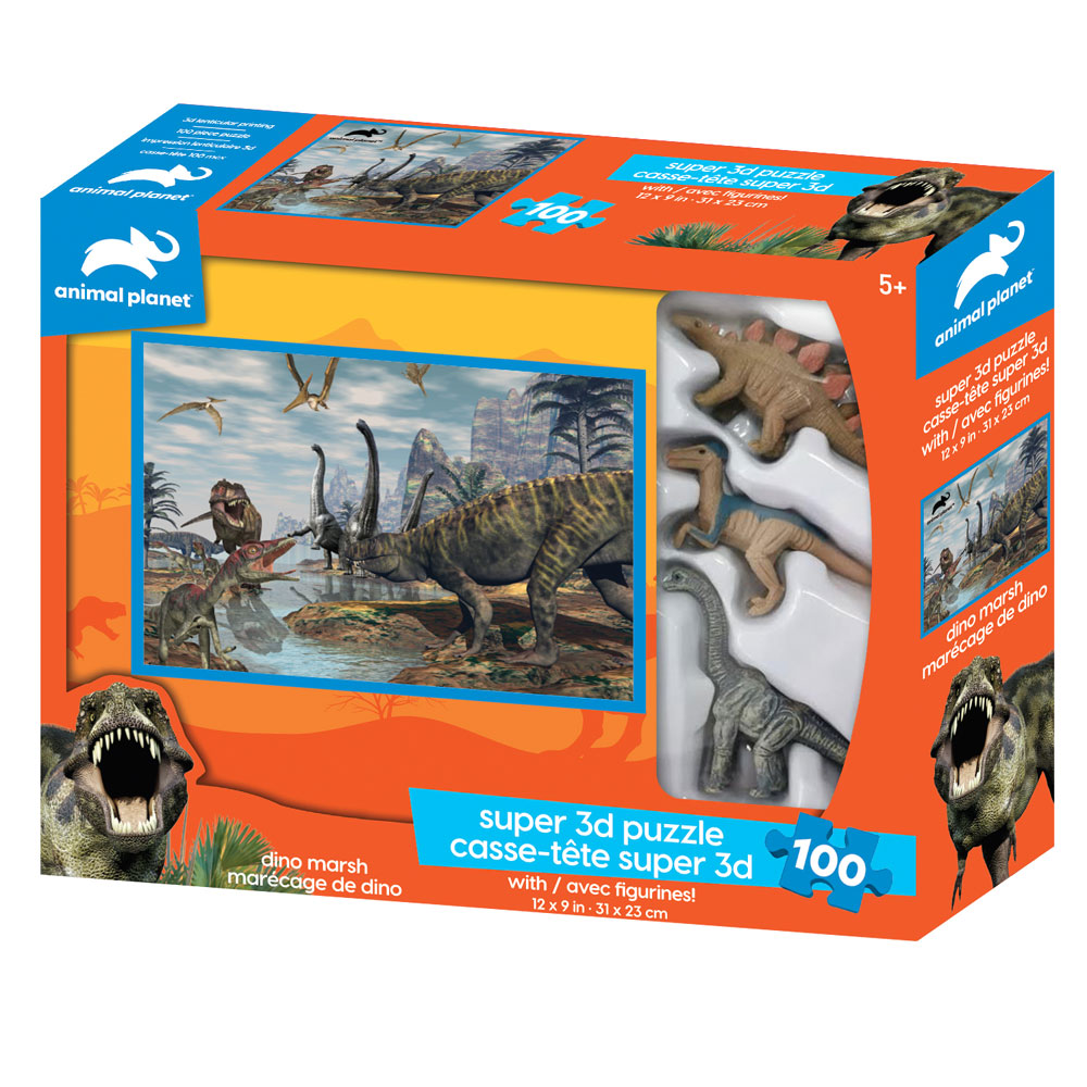 Animal Planet: Dino Marsh - 100 Piece 3D Puzzle with 3 Figures | Toys R ...