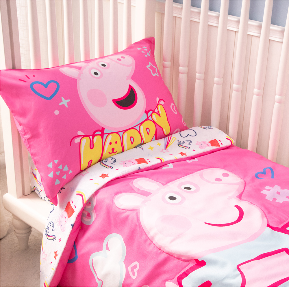 Peppa Pig 3 Piece Toddler Bedding Set With Reversible Comforter Fitted   D4F9CBB3 1 