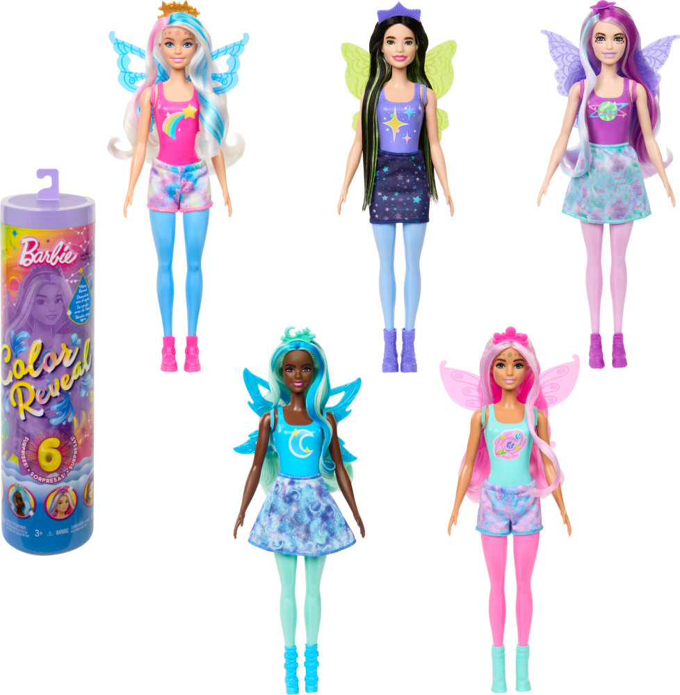 Barbie Color Reveal Doll with 6 Surprises, Rainbow Galaxy Series